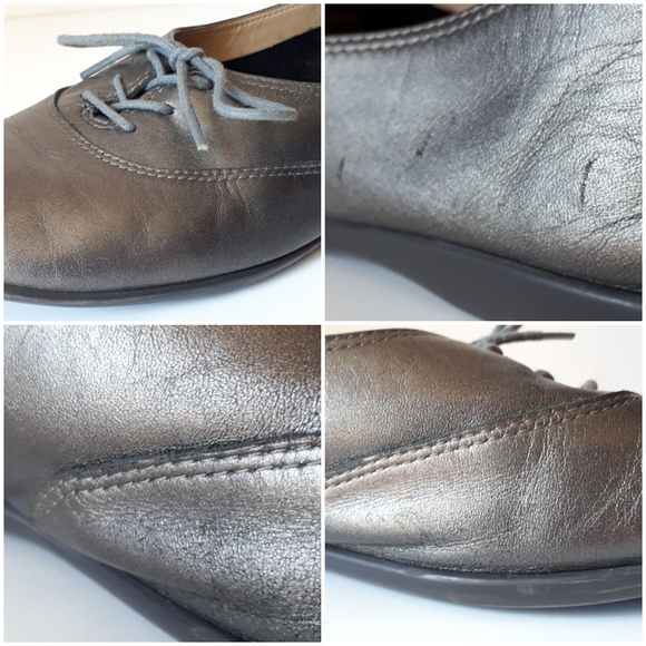 Easy Spirit Leather High Cut Laced Metallic Flats - Picture 4 of 9